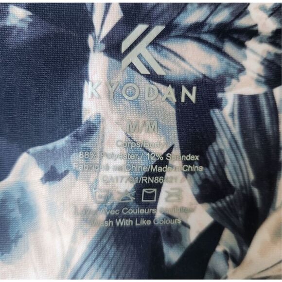 Kyodan Floral Leggings Tropical Print Blue Gray Pink Size Medium - Picture 5 of 5